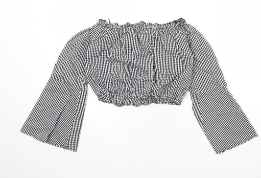 Womens UK Size S Pull&Bear Black Cropped Blouse