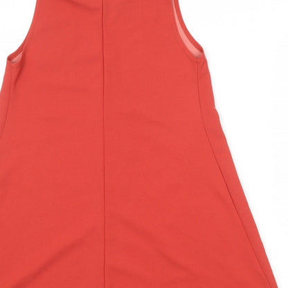 Boohoo Womens Red Polyester Pinafore/Dungaree Dress Size 8 Round Neck Pullover