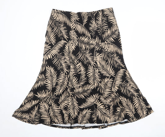 CC Womens Black Geometric Polyester Swing Skirt Size M - Leaf Pattern