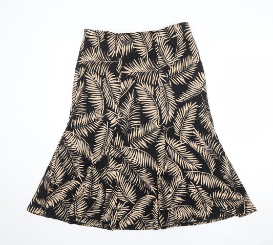 CC Womens Black Geometric Polyester Swing Skirt Size M - Leaf Pattern