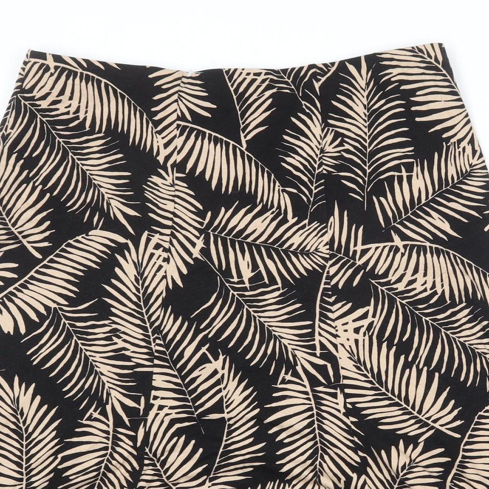 CC Womens Black Geometric Polyester Swing Skirt Size M - Leaf Pattern