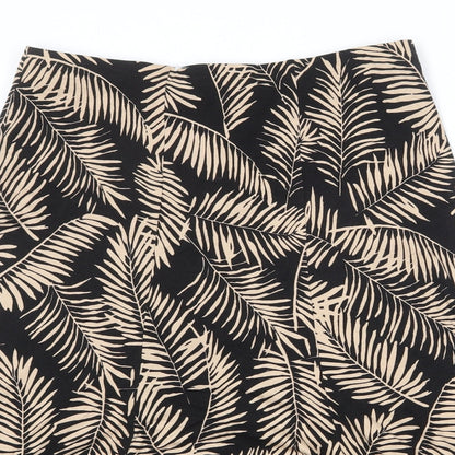 CC Womens Black Geometric Polyester Swing Skirt Size M - Leaf Pattern