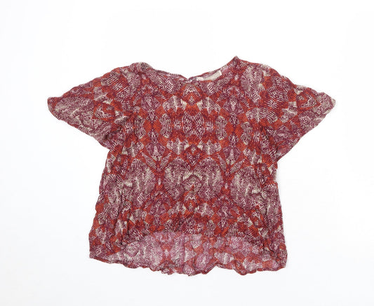 FOREVER 21 Womens Multicoloured Geometric Polyester Basic Blouse Size S Round Neck