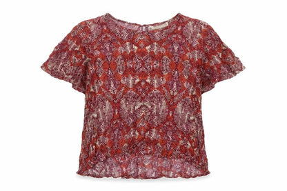Forever 21 Womens Multicoloured Geometric Polyester Basic Blouse Size S Round Neck