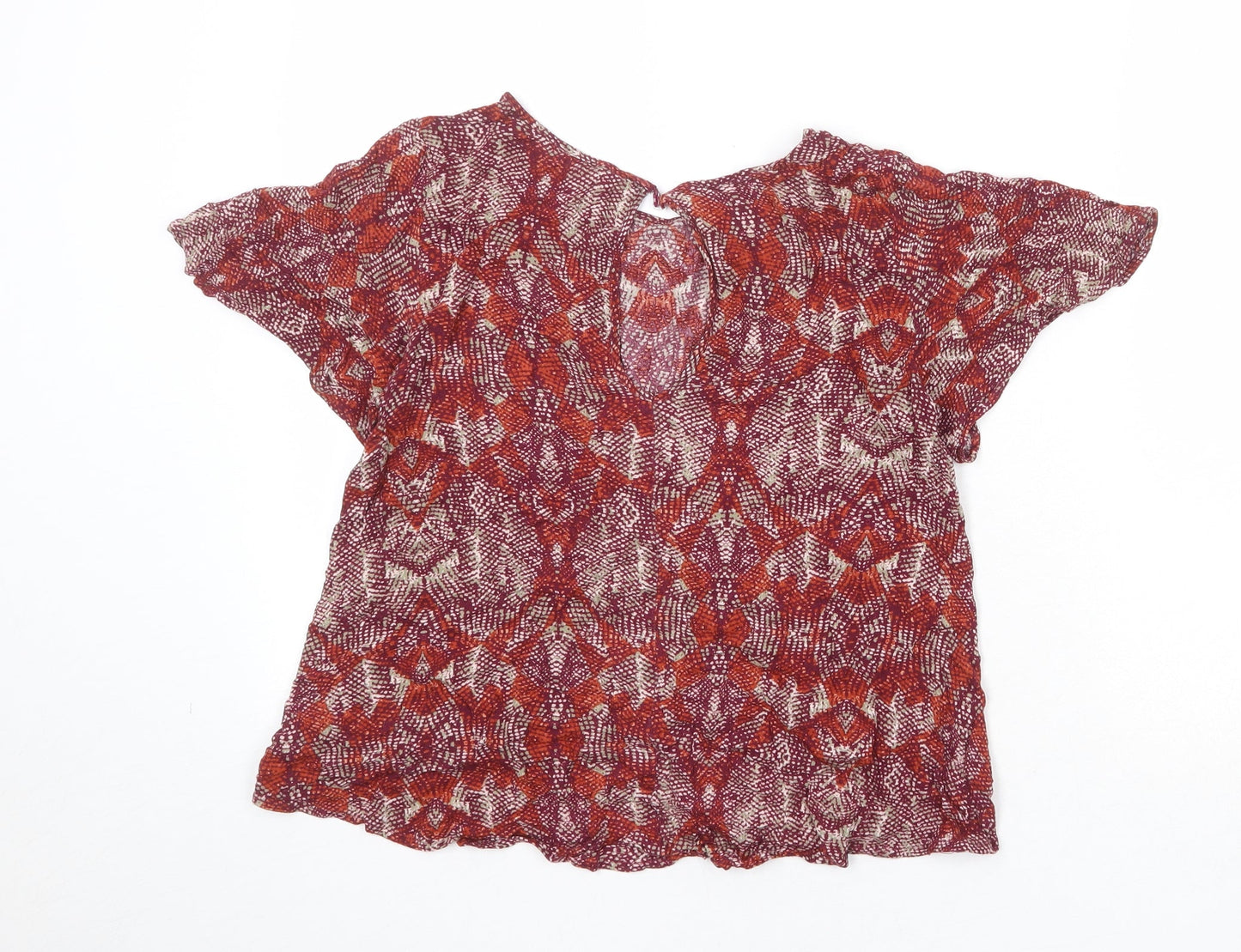 FOREVER 21 Womens Multicoloured Geometric Polyester Basic Blouse Size S Round Neck