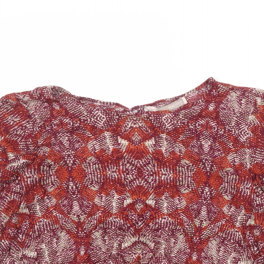 FOREVER 21 Womens Multicoloured Geometric Polyester Basic Blouse Size S Round Neck