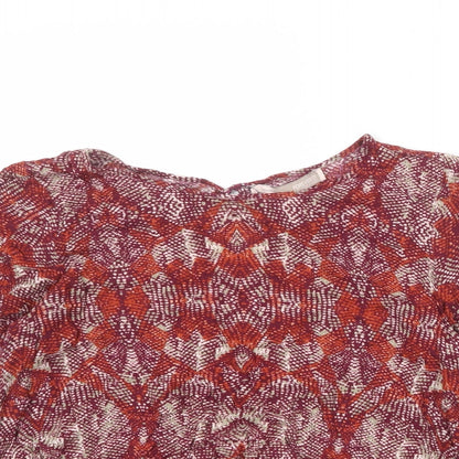 FOREVER 21 Womens Multicoloured Geometric Polyester Basic Blouse Size S Round Neck