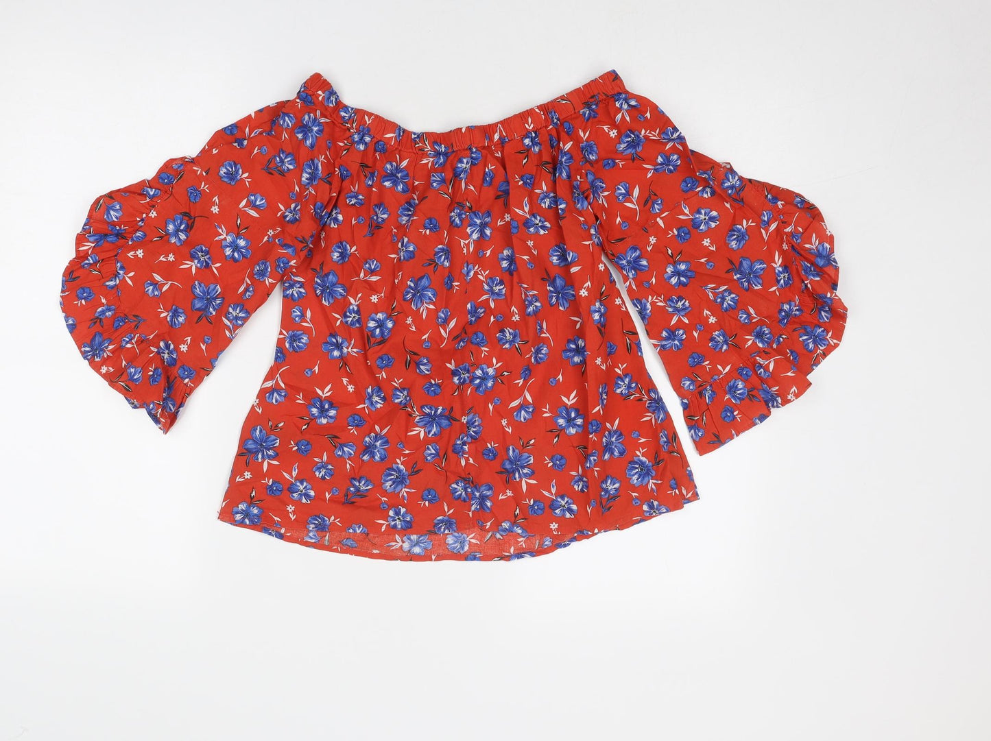 Womens UK Size 10 Very Red Basic Blouse
