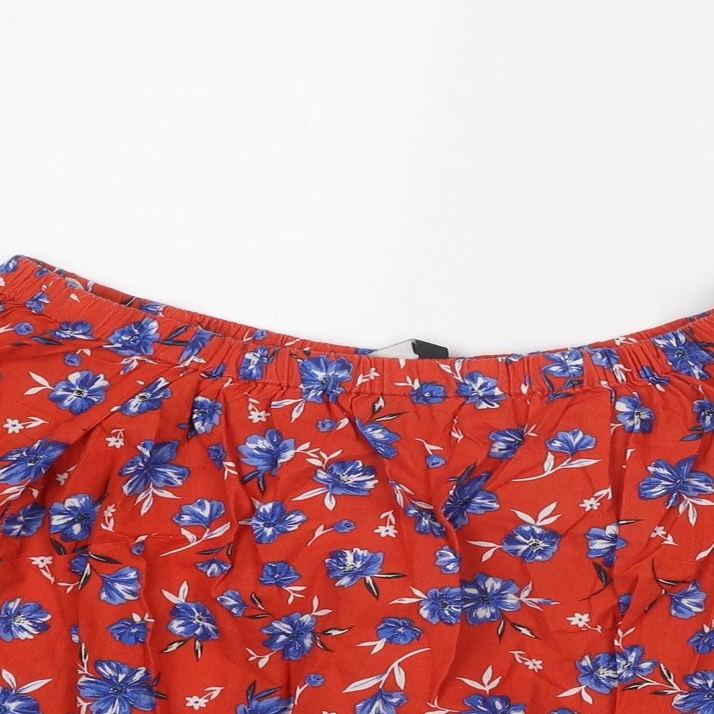 Womens UK Size 10 Very Red Basic Blouse