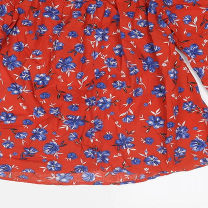 Womens UK Size 10 Very Red Basic Blouse