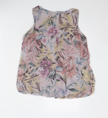 Cartoon Womens Multicoloured Floral Viscose Basic Tank Size 10 Scoop Neck