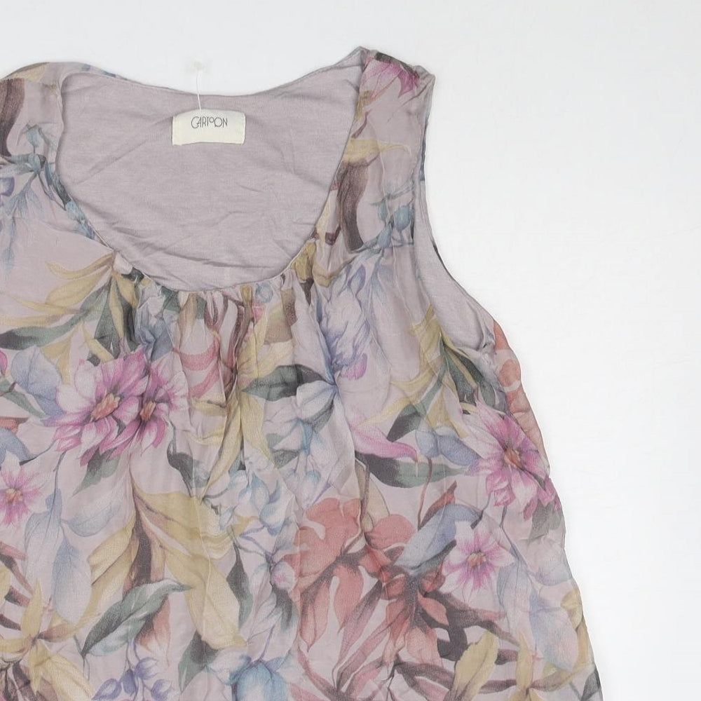Cartoon Womens Multicoloured Floral Viscose Basic Tank Size 10 Scoop Neck