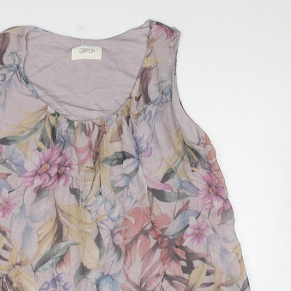 Cartoon Womens Multicoloured Floral Viscose Basic Tank Size 10 Scoop Neck
