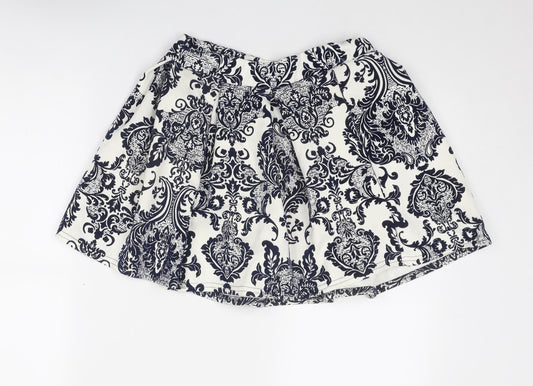 Boohoo Womens White Geometric Polyester Tulip Skirt Size 8