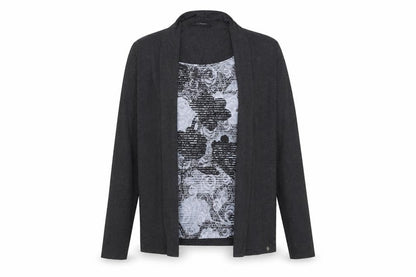 Golléhaug Womens Grey Geometric Viscose Basic Blouse Size 12 Round Neck - Twin Set