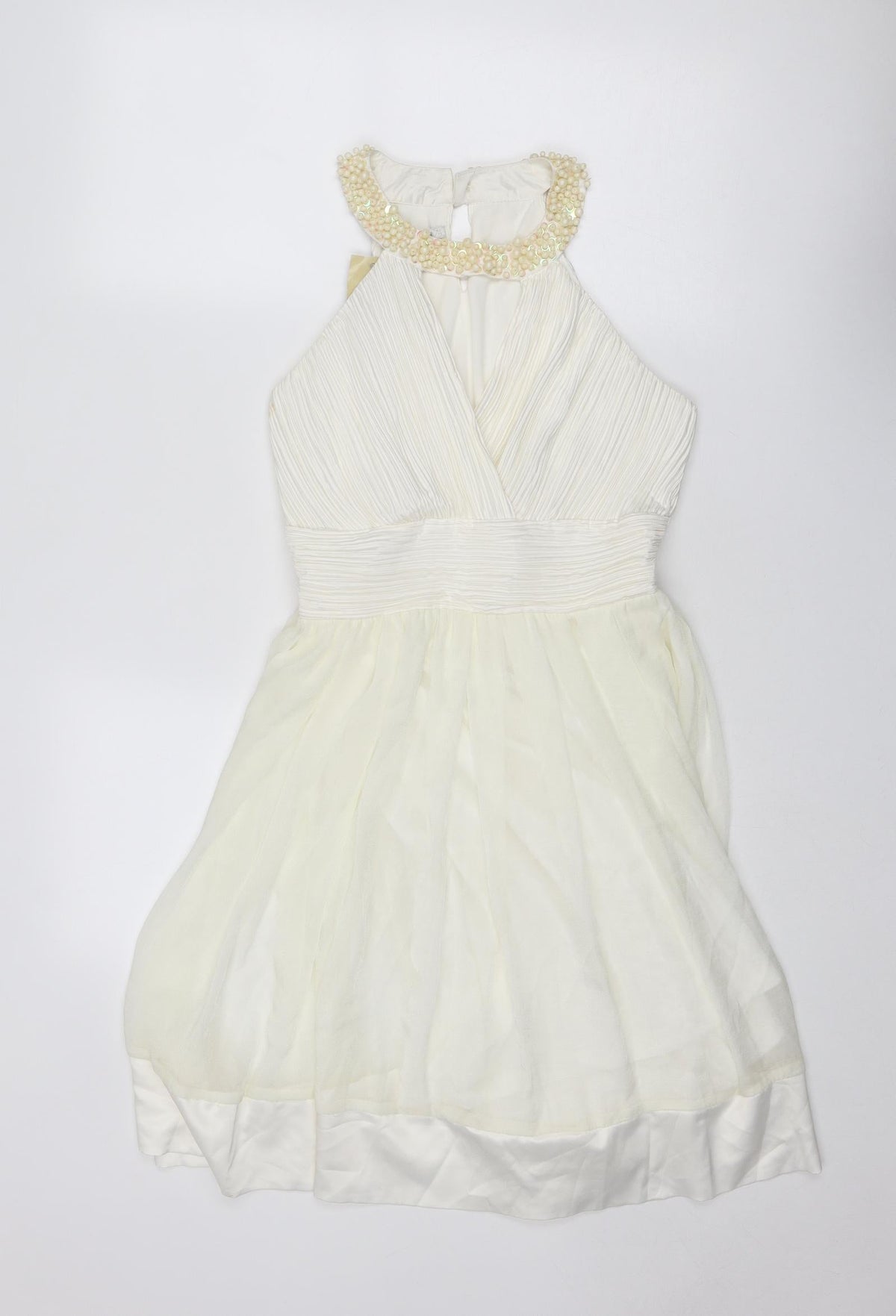 Toi Et Moi Womens Ivory Polyester Fit & Flare Size M Round Neck Button
