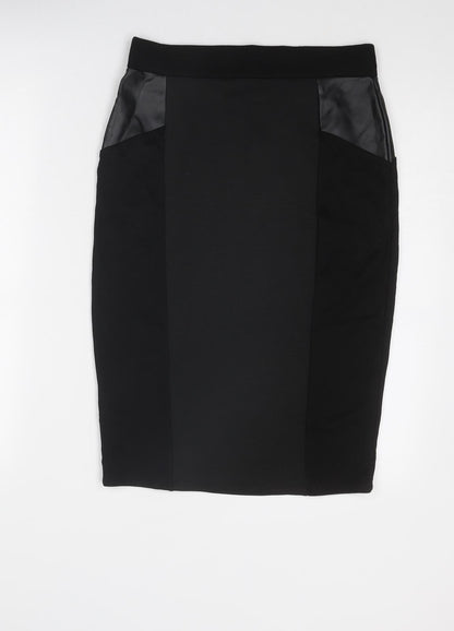 Dorothy Perkins Womens Black Polyester A-Line Skirt Size 10