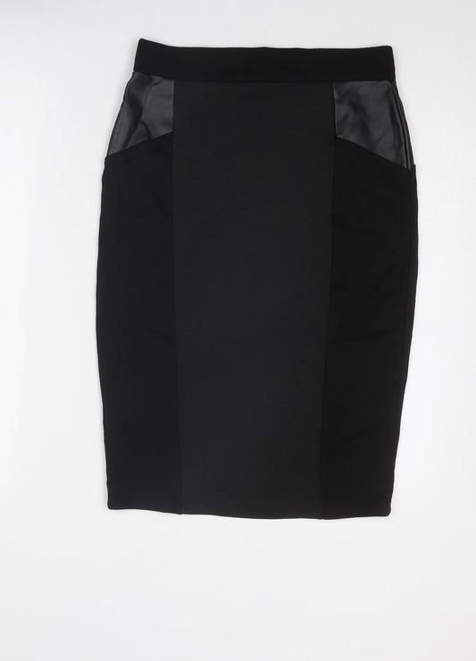 Dorothy Perkins Womens Black Polyester A-Line Skirt Size 10