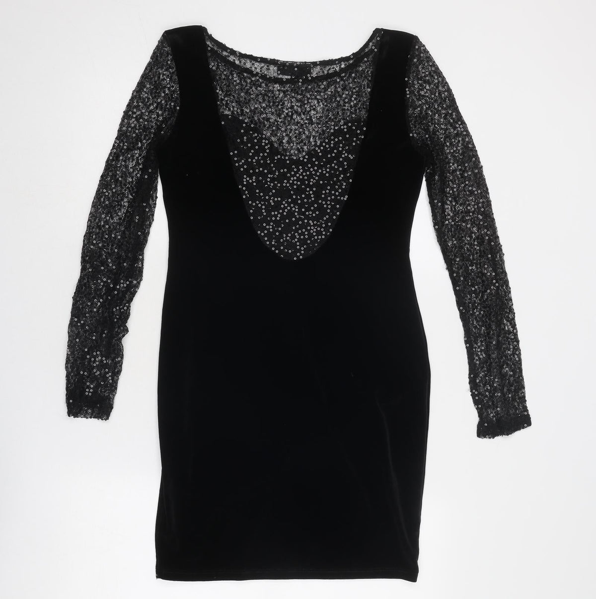 Warehouse Womens Black Polyester Bodycon Size 12 Round Neck Pullover