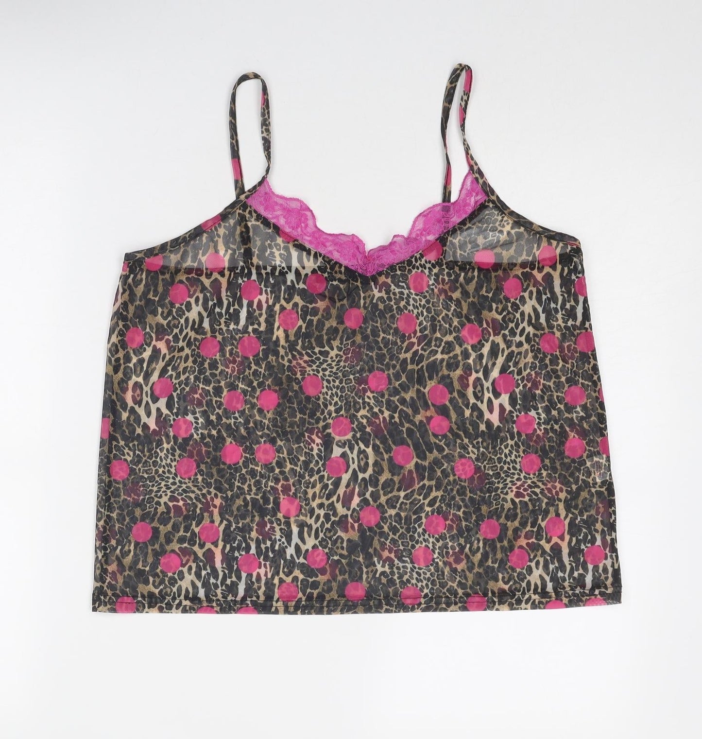 Boohoo Womens Multicoloured Geometric Polyester Basic Tank Size 14 V-Neck - Lace Details