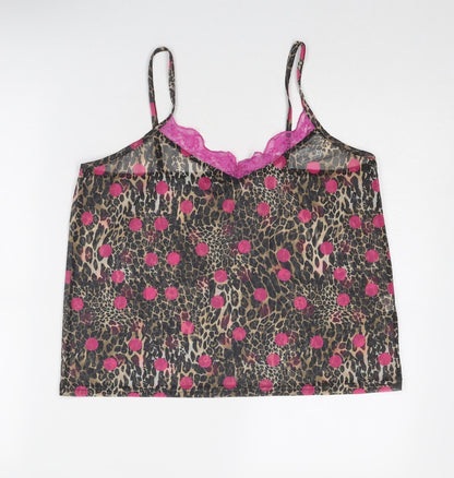 Boohoo Womens Multicoloured Geometric Polyester Basic Tank Size 14 V-Neck - Lace Details