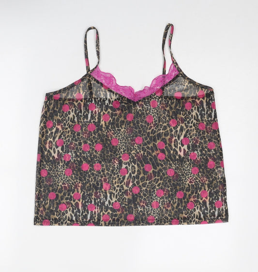 Boohoo Womens Multicoloured Geometric Polyester Basic Tank Size 14 V-Neck - Lace Details