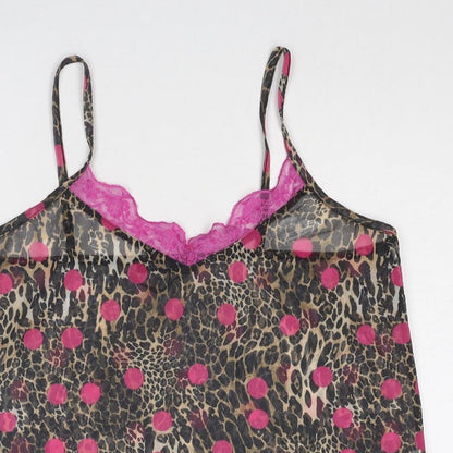 Boohoo Womens Multicoloured Geometric Polyester Basic Tank Size 14 V-Neck - Lace Details