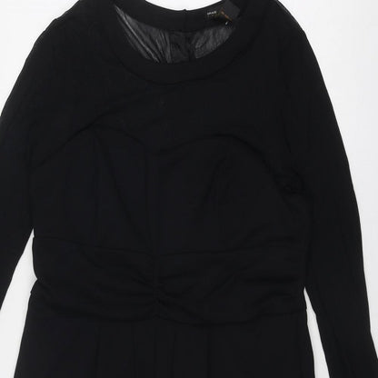Grace Womens Black Nylon A-Line Size XL Round Neck Zip