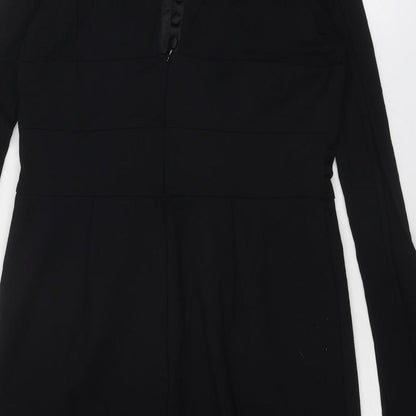 Grace Womens Black Nylon A-Line Size XL Round Neck Zip
