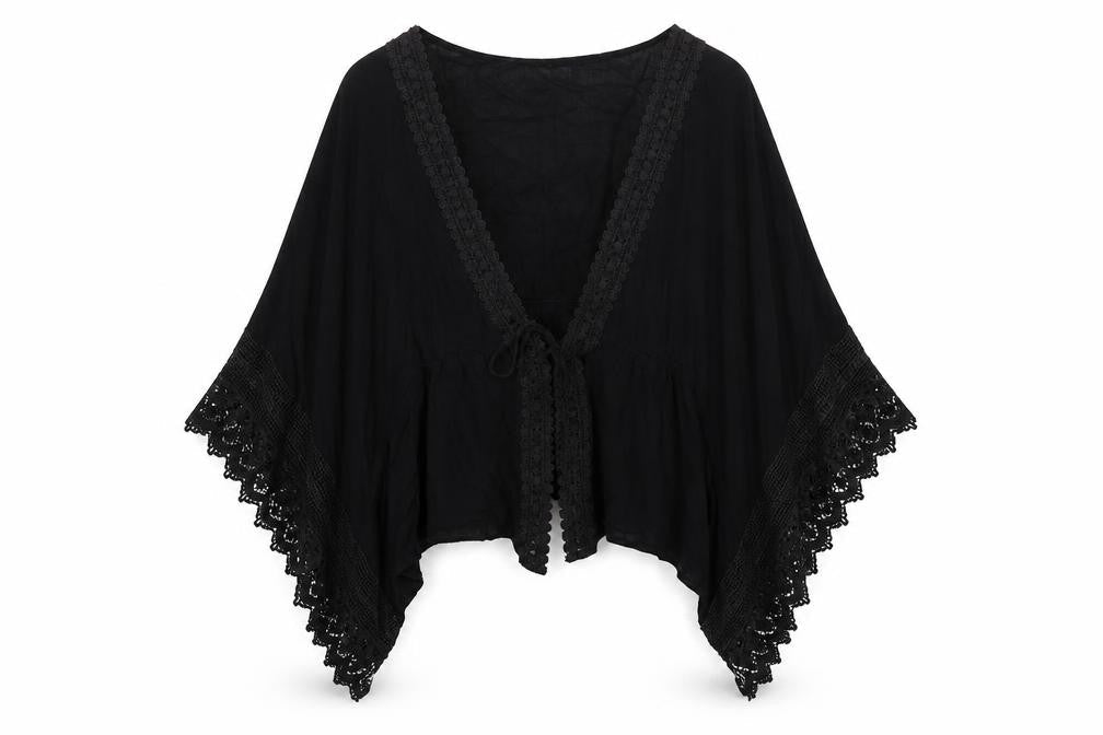 Blue Vanilla Womens Black Polyester Cover Up One Size