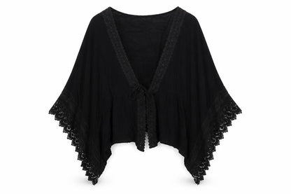 Blue Vanilla Womens Black Polyester Cover Up One Size
