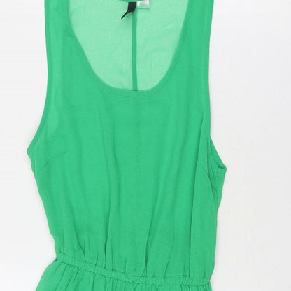 Divided by H&M Womens Green Polyester Fit & Flare Size 10 Round Neck Pullover
