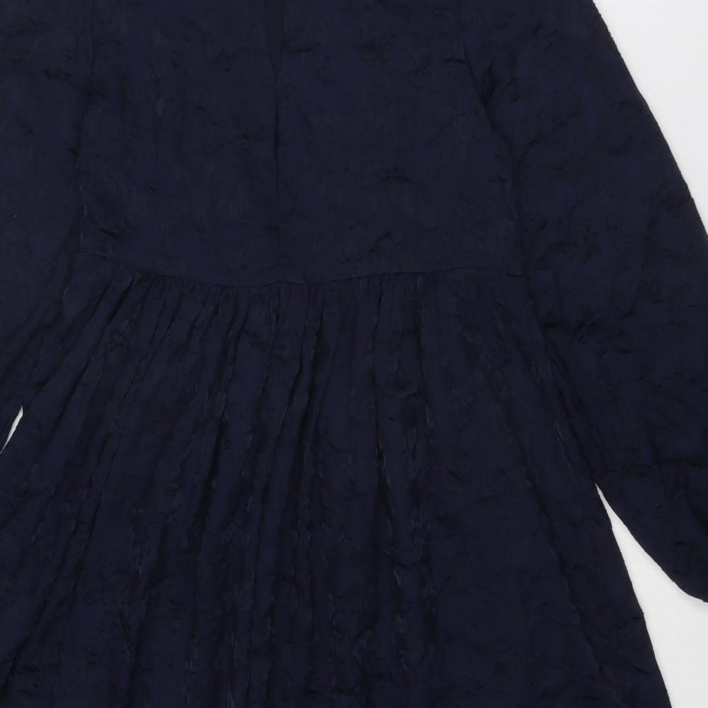 Monsoon Womens Blue Floral Polyester Trapeze & Swing Size 8 Round Neck Button