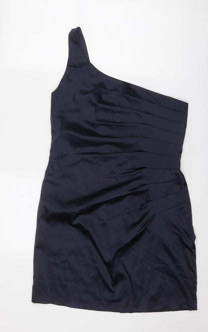 Rise Womens Blue Polyester A-Line Size 16 One Shoulder Zip