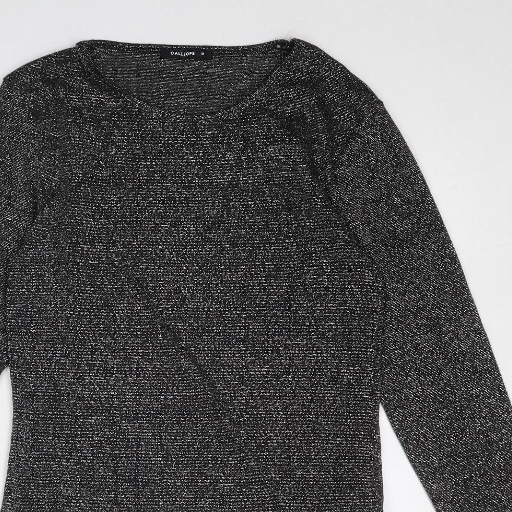 Womens UK Size M Calliope Black Basic T-Shirt