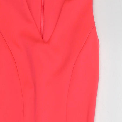 Topshop Womens Pink Polyester A-Line Size 8 V-Neck Zip