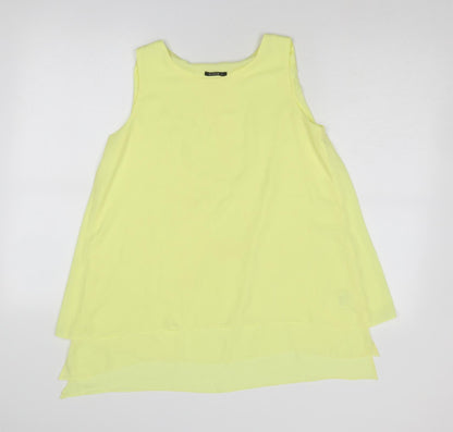 Roman Womens Yellow Polyester Basic Blouse Size 10 Round Neck
