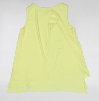 Roman Womens Yellow Polyester Basic Blouse Size 10 Round Neck