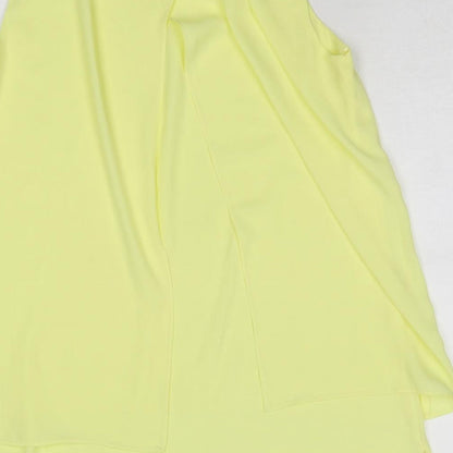 Roman Womens Yellow Polyester Basic Blouse Size 10 Round Neck