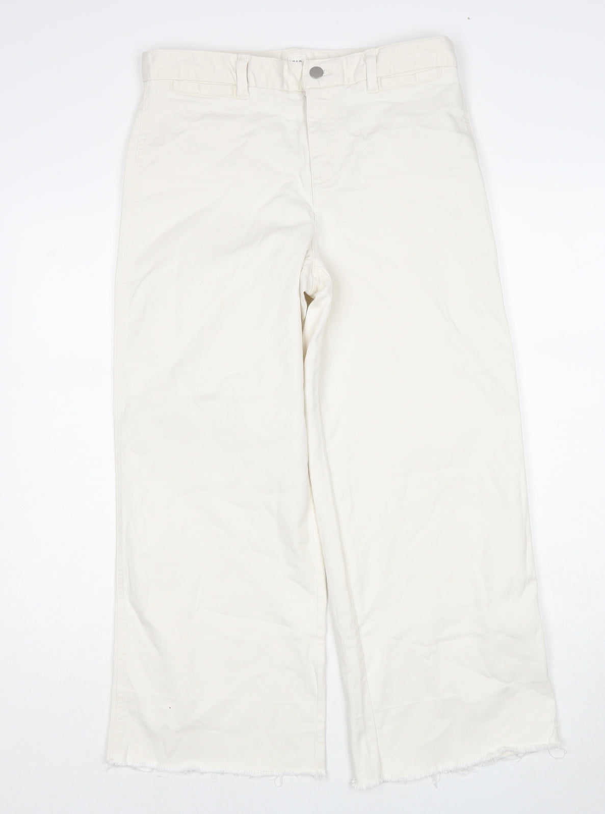 Gap Womens White Cotton Wide-Leg Jeans Size 6 Regular Zip