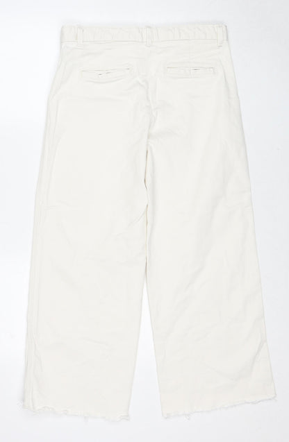 Gap Womens White Cotton Wide-Leg Jeans Size 6 Regular Zip