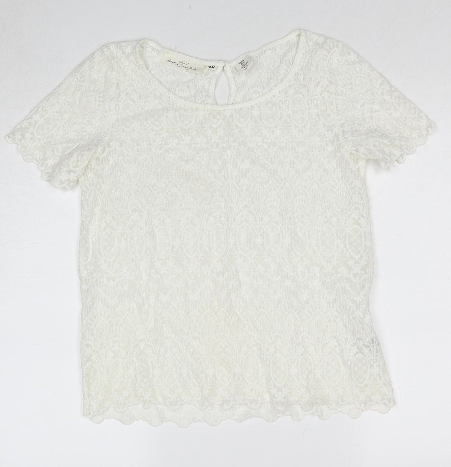 Womens UK Size 12 H&M White Basic T-Shirt