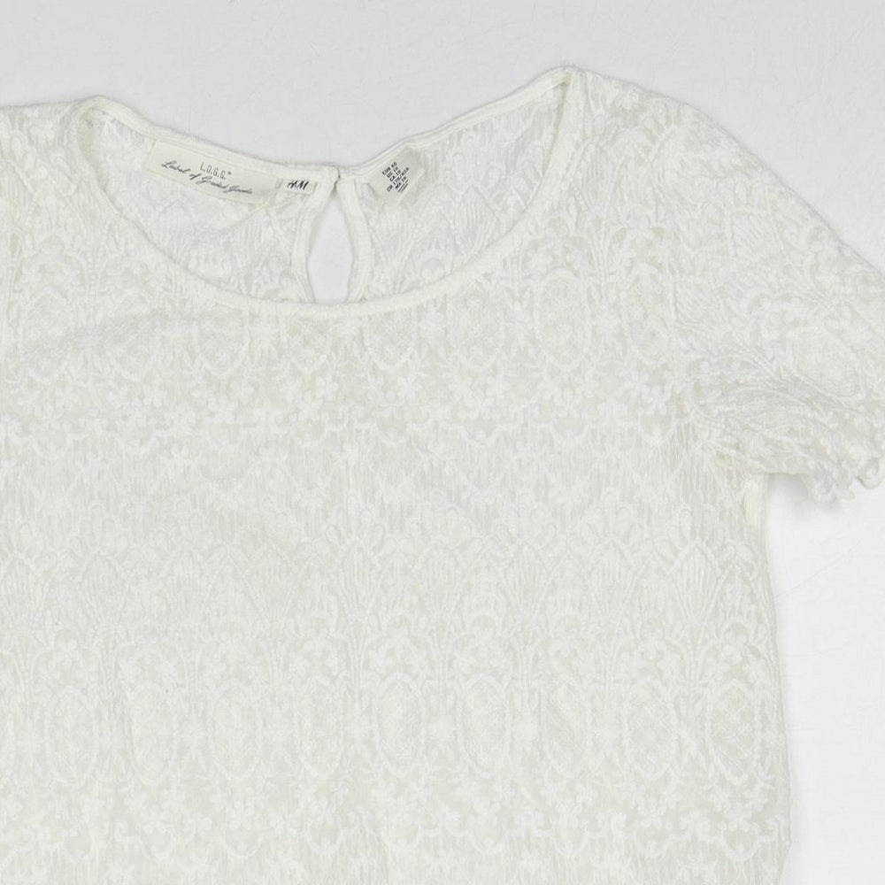 Womens UK Size 12 H&M White Basic T-Shirt