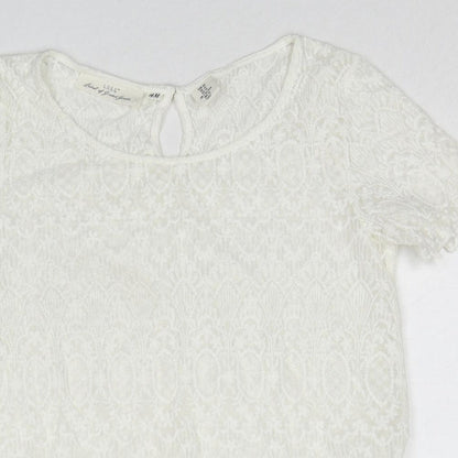 Womens UK Size 12 H&M White Basic T-Shirt