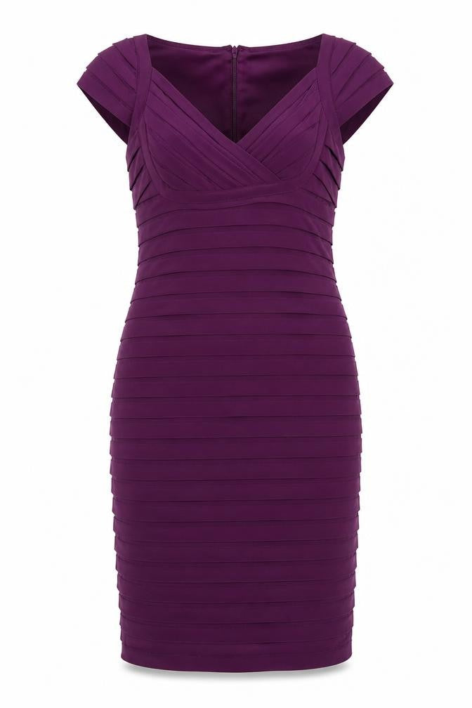 Scarlett Nite Womens Purple Polyester Shift Size 10 V-Neck Zip
