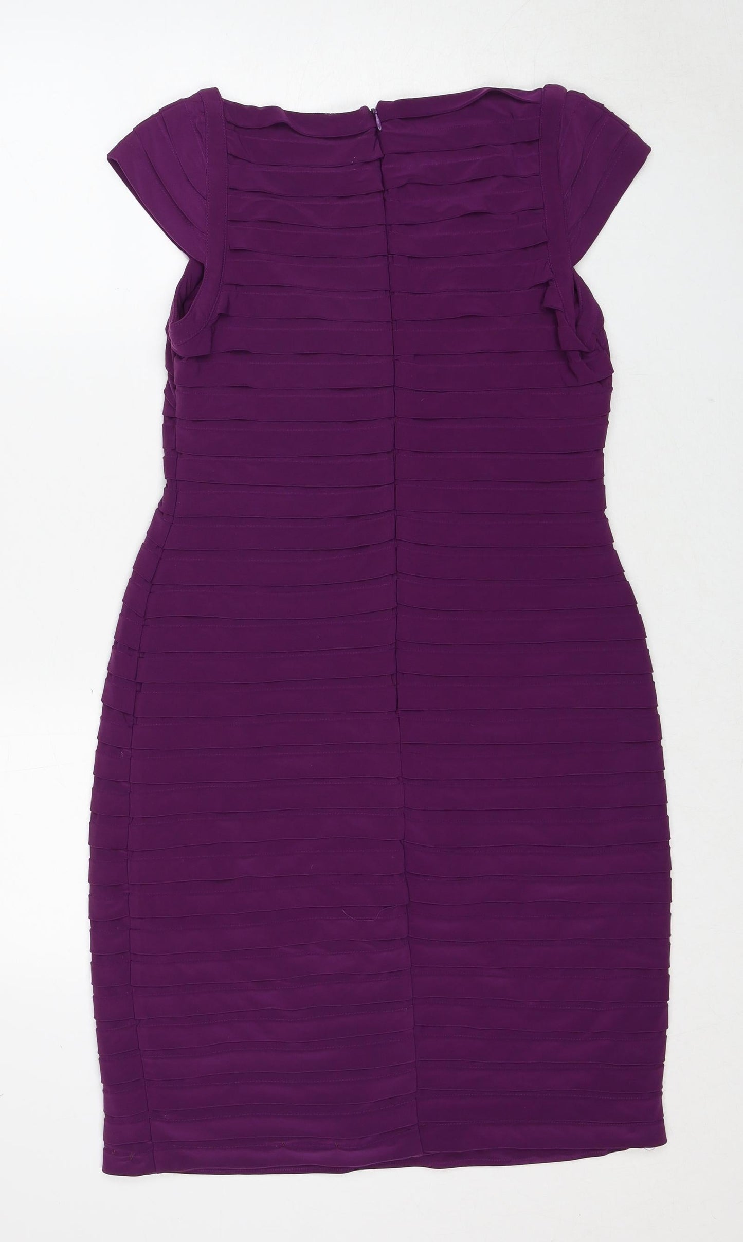 Scarlett Nite Womens Purple Polyester Shift Size 10 V-Neck Zip