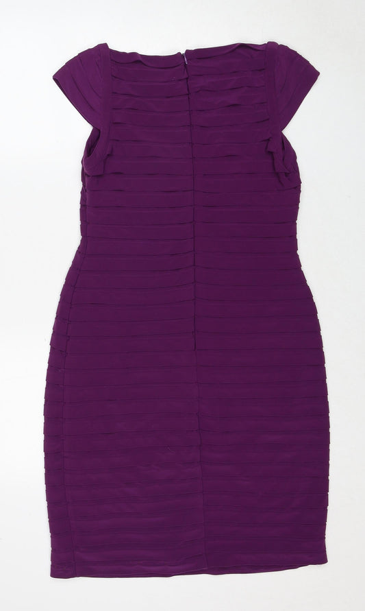 Scarlett Nite Womens Purple Polyester Shift Size 10 V-Neck Zip
