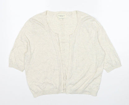 NEXT Womens Beige V-Neck Cotton Cardigan Jumper Size 14