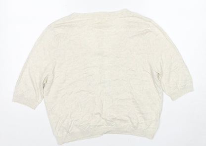 NEXT Womens Beige V-Neck Cotton Cardigan Jumper Size 14
