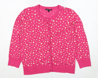 Womens UK Size L Cable & Gauge Pink Cardigan Jumper